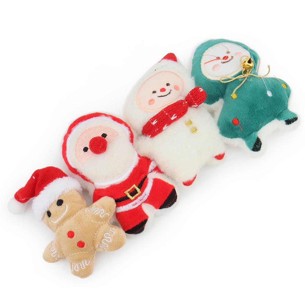 4pcs Plush Cat Toy Catnip Pet Toy For Kitten Cat Mint Christmas Gift Gingerbread Santa Claus