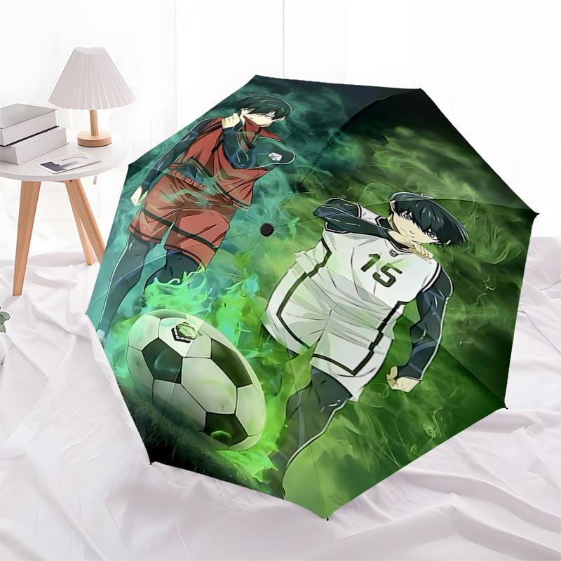 

1pc Captain Tsubasa Soccer Theme Automatic Opening/Closing Umbrella - Portable 3-Fold Design with Iron Frame, Perfect for Outdoor Use, Festive Gifts,