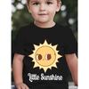 European Sizes Summer Boys' Fashion Short-Sleeve T-Shirt "Little Sunshine" Letter Smiling Sun and Other Cartoon Pattern Print Outdoor Casual Top
