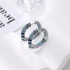 Cute Female Blue Round Hoop Earrings Fashion Silver Color Wedding  For Women