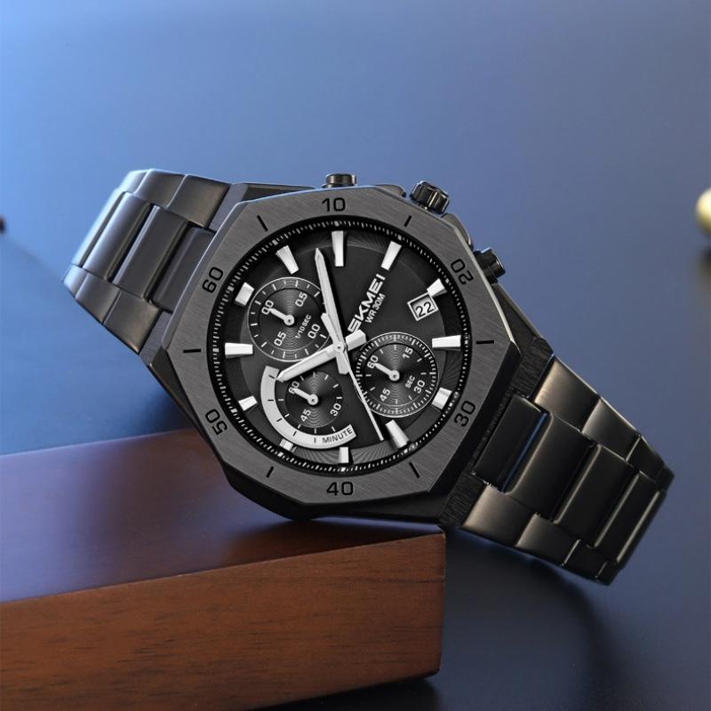 Skmei Men Watch Business Militray Wristwatch 6-Hand Chronograph Quartz Casual Fashion Luxury Relogio Masculino