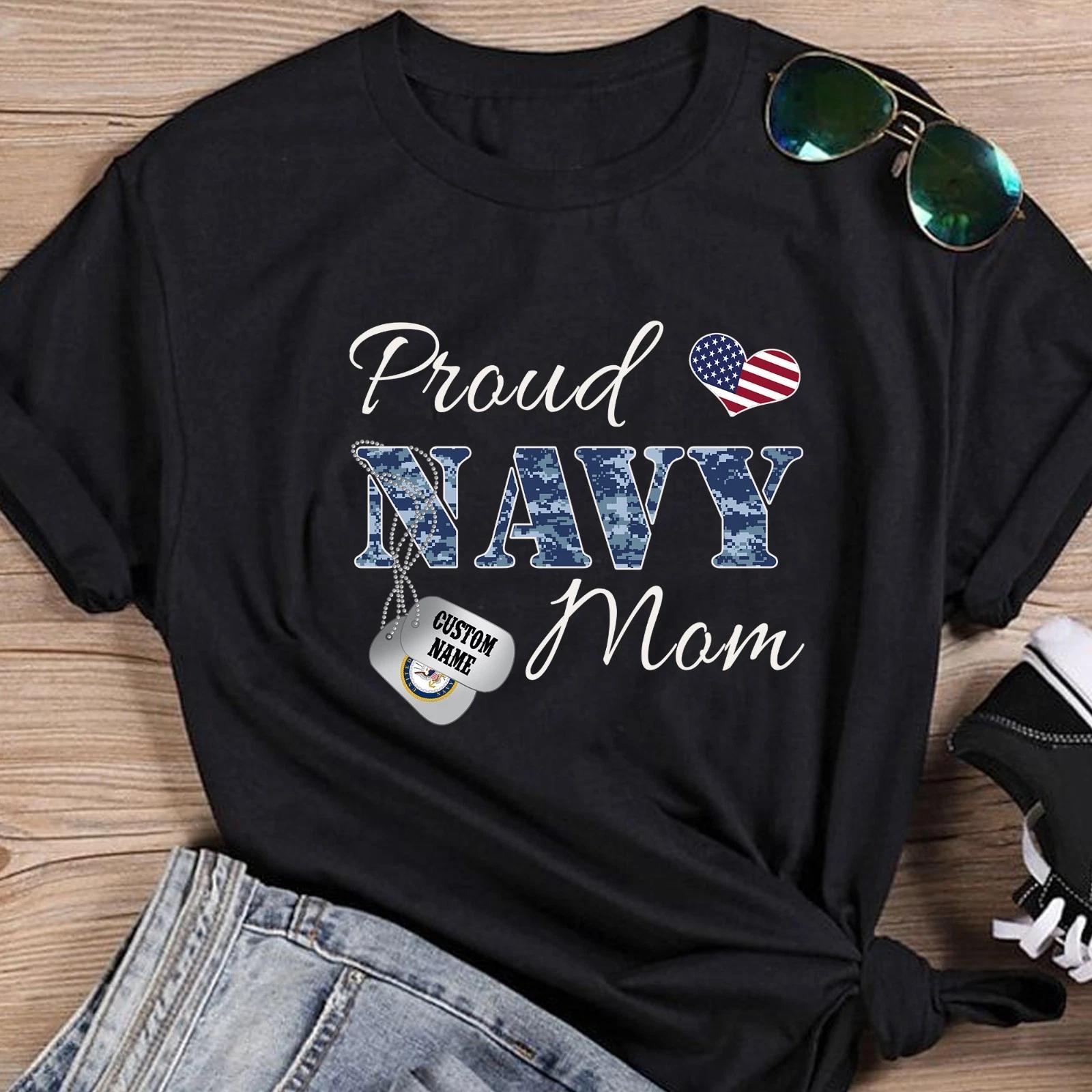 

Proud Navy Mom Tee, Custom US Navy Name, Mother s Day Gift for Navy Mama 3XL