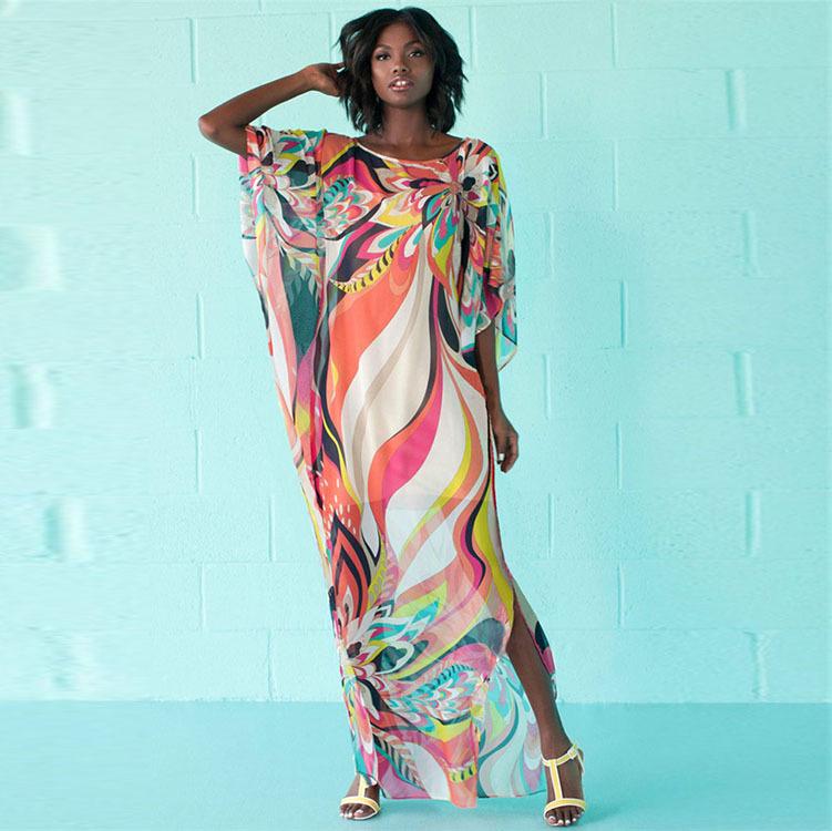 European & American Boho Chiffon Beach Dress: Ethnic Style Long Turkish Robe & Sunscreen Shirt