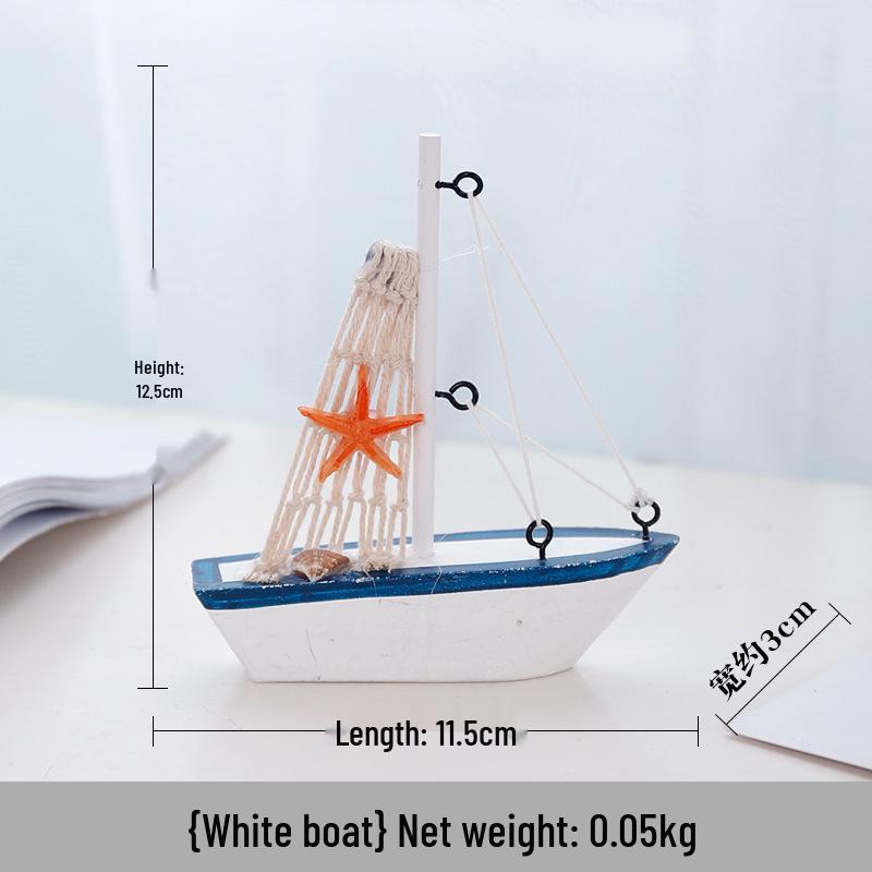 Solid Wood Sailboat Ornaments: Mediterranean Table Decorations & Creative Photography Props