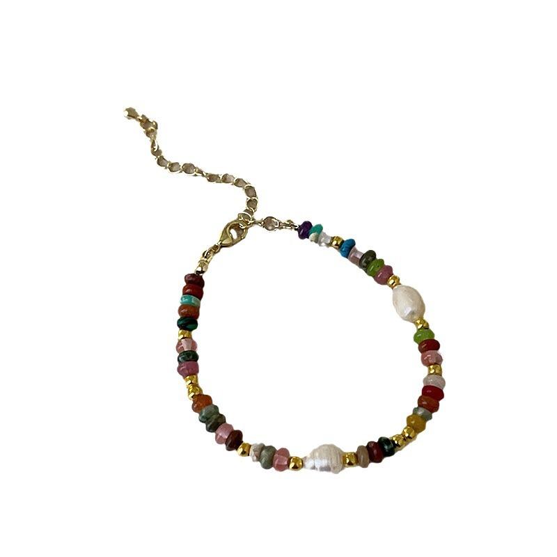 Light Luxury High-End Color Beaded Pearl Necklace Female Retro Elegant Personality Fashion Versatile Neck Chain Collarbone Chain