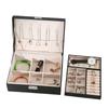 Dubbellaagse Houten Sieradendoos Ringdoos Sieradendozen en Verpakking met PU Leer Sieraden Opbergorganizer en Make-up Koffer