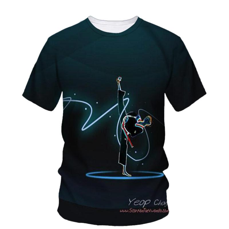 New Taekwondo Men's T-Shirt Customized Quick-Drying Martial Arts Sanda 3d Graphic Tough Man O-Neck Short Sleeve Outdoor Clothing