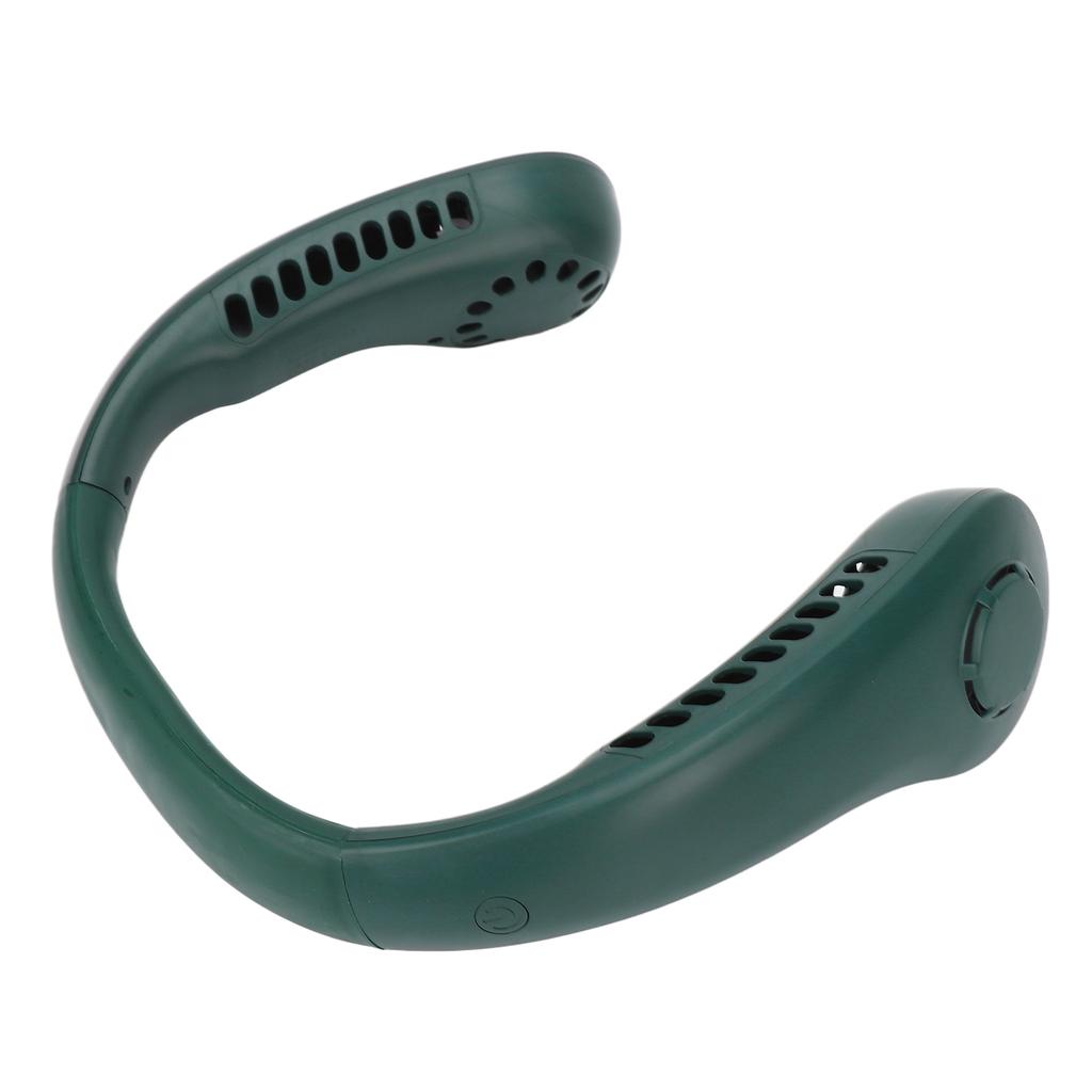 Portable Neck Fan 3 Speeds Adjustable Low Noise Rechargeable Hands Free Bladeless Fan for Women and Men Green