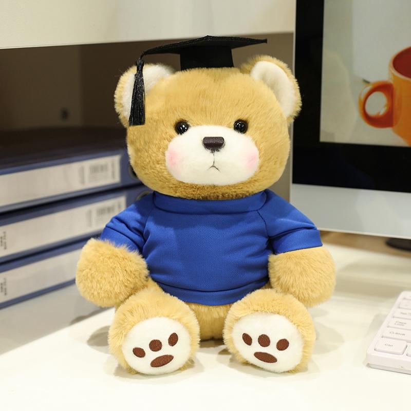 2025 Cute New 25cm Cartoon Doctor Bear Plush Doll Doctor Cap Bow Tie Graduation Bear Animal Stuffed Home Decor For Students Gift