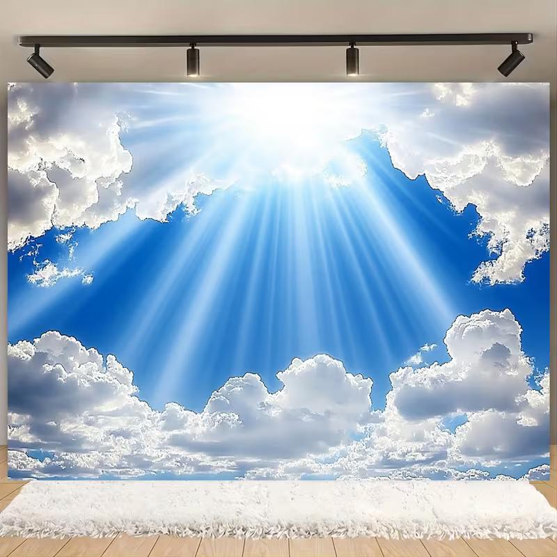2D Sonnenstrahl Himmel Kulisse, 2D Heller Himmel und Wolken Dekoration