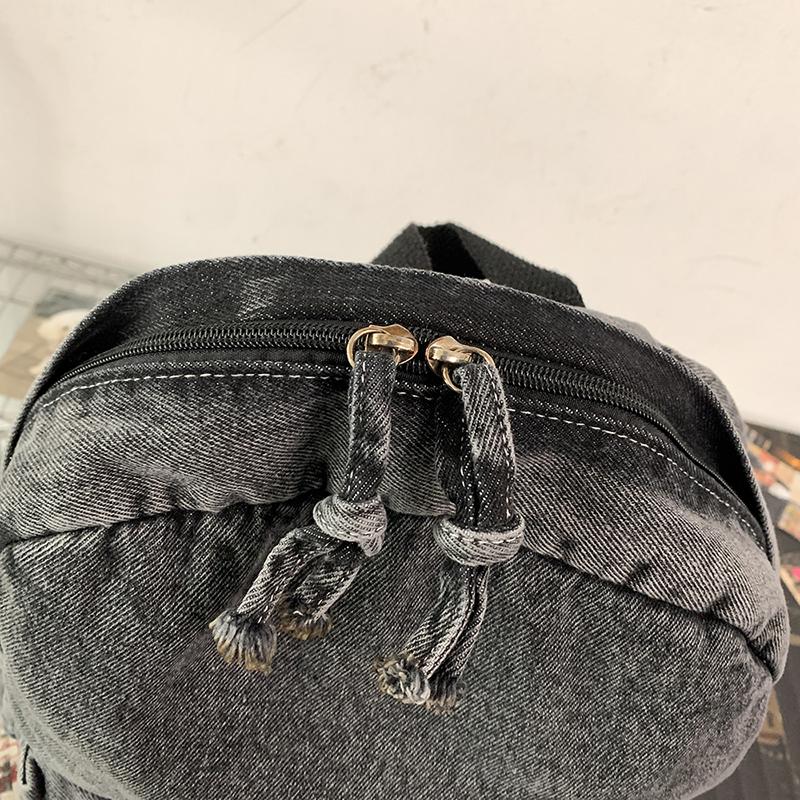 Zaino retrò in denim di grande capacità, borsa da scuola per studenti, zaino da donna