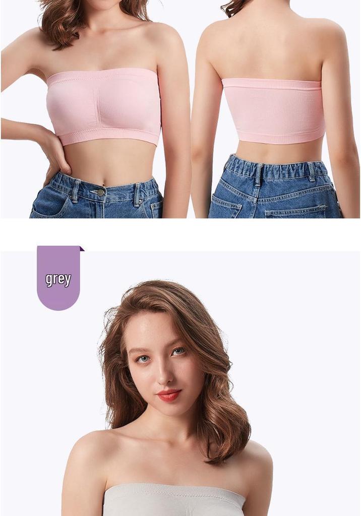 Plus-Size Wireless Double-Layer Bandeau Camisole with Removable Pads