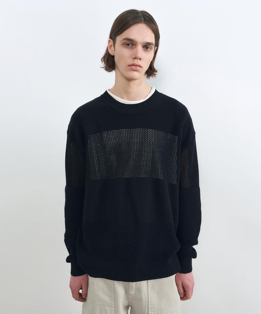 INSILENCE Contrast Panel Pullover Knit Black