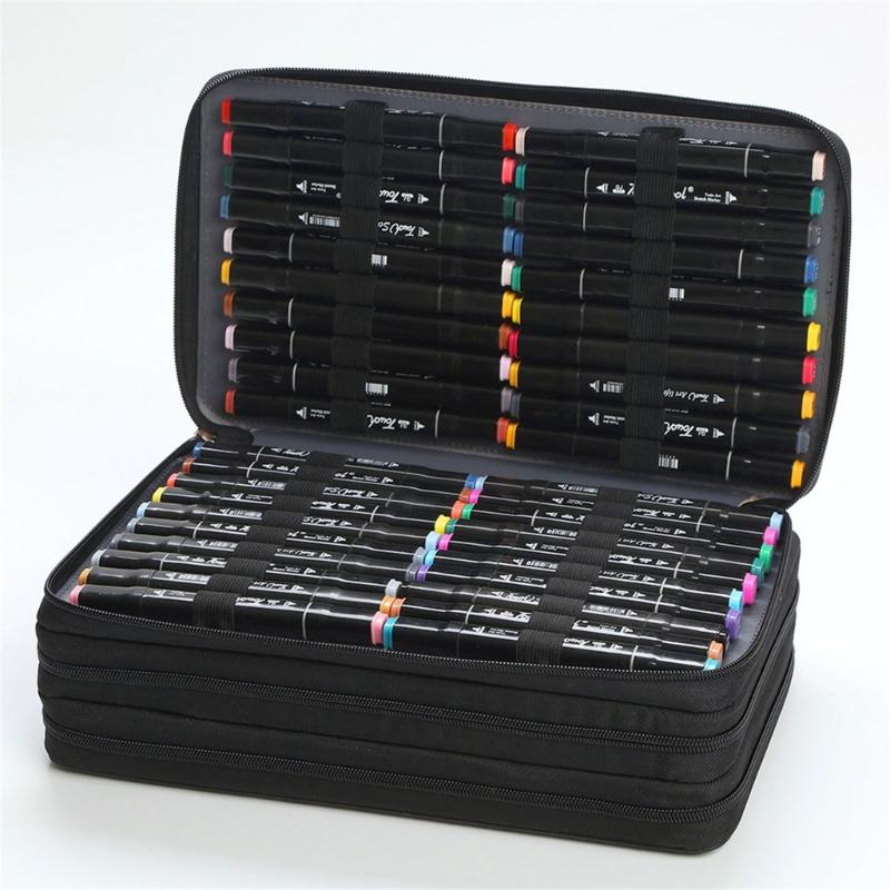 Large Marker Organiser Carrying Case 120 Slot Marker Storage Bag with Shoulder Strap for Brush Pen Art Supply Organizers