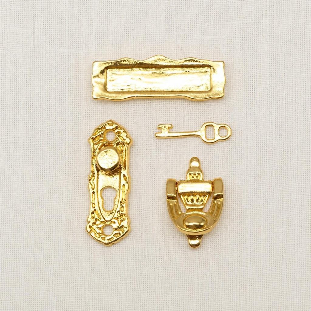 4 Pieces Miniature Letter Box Gold-Tone Dollhouse Door Hardware Set Compact