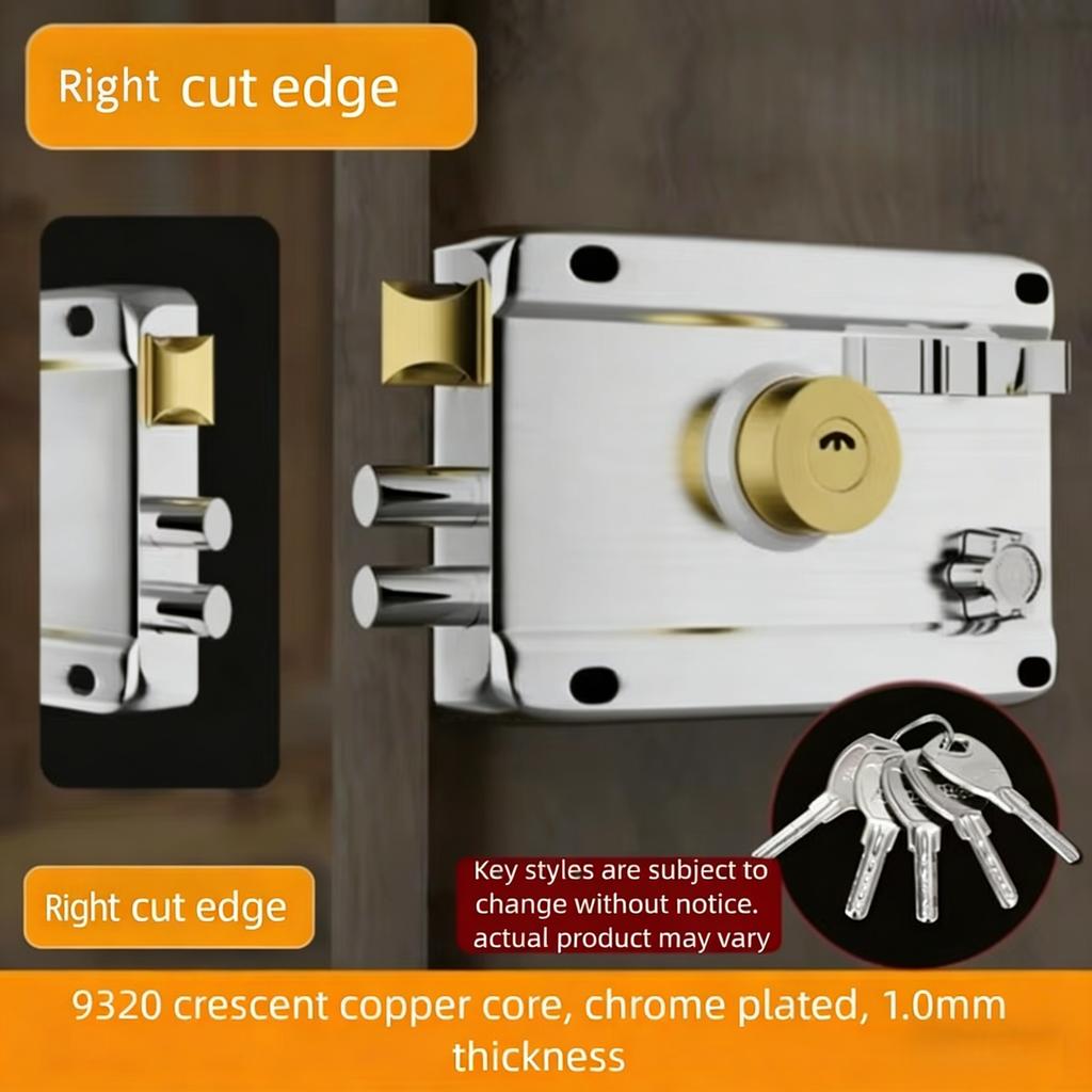 Smooth Lock Antique Household Front Door House Padlocks Locking Accessories Universal Heavy-Duty Gear With Key