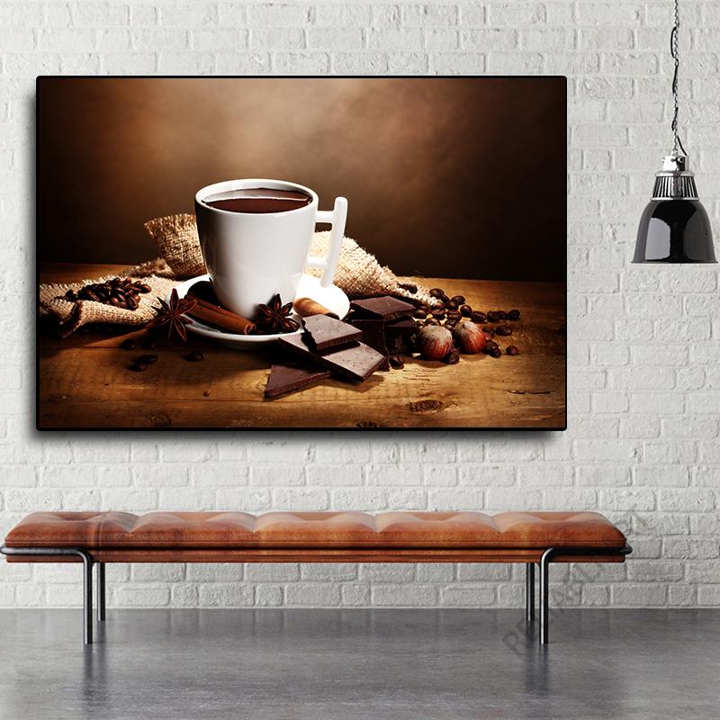 Hot Chocolate Drink HD Pictures Canvas Painting Chocolate Coffee Posters Prints for Coffee Shop Wall Decor Cuadros