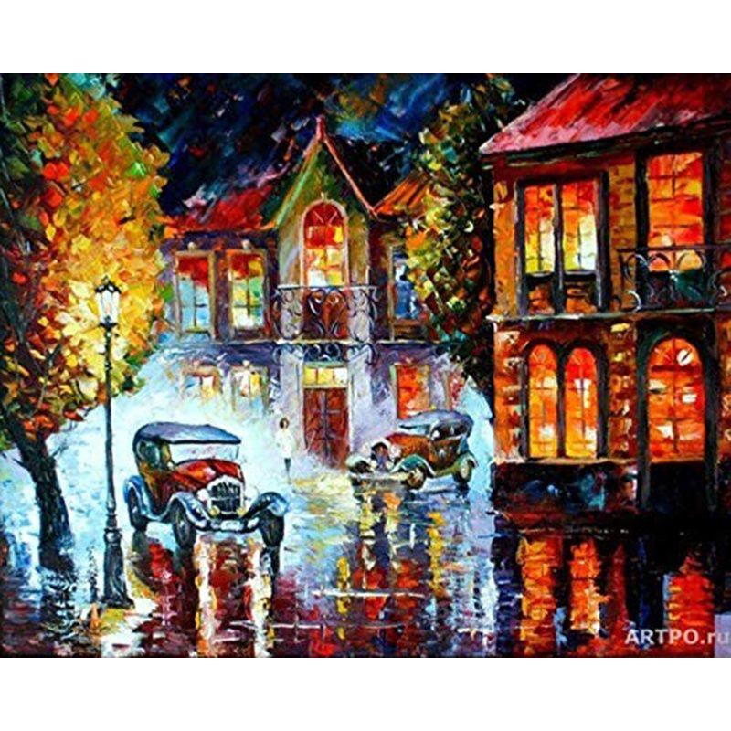 

5D DIY Повний круглий алмазний живопис Абстрактний вуличний пейзаж Прикраса дому Вишивка Художні набори ручної роботи Full Round 40x50CM