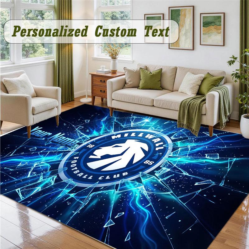 Crystal Velvet Square Rug Custom NameMillwall FC Pattern Non Slip Home Floor Decor Rug