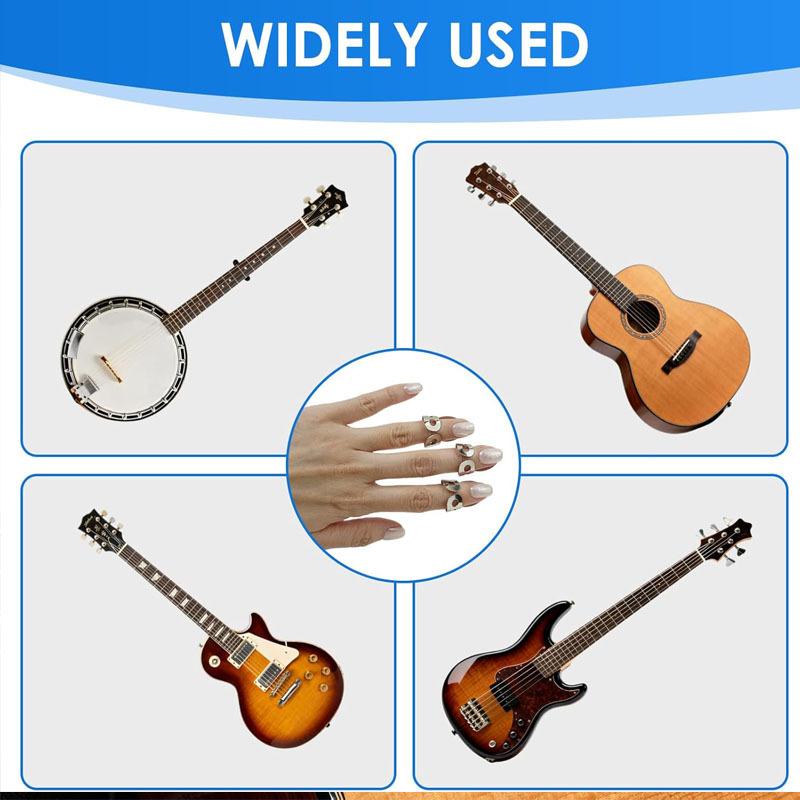 Set of 3 Metal Index Finger Picks for Banjo and Guitar Open-Finger Guitar Picks Adjustable Finger Picks