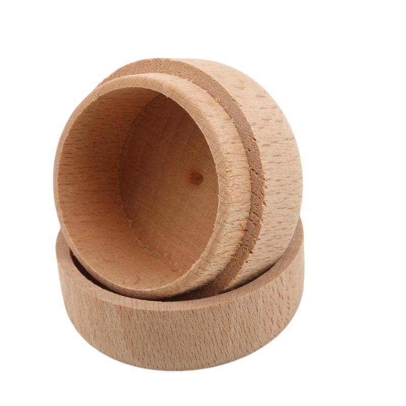 1Pc Portable Vintage Round Wooden Jewelry Storage Box Ring Earrings Container Storage Case