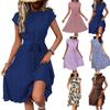 Women's Casual Loose Print Pleated Waistband Dress Print Pleated Waistband Dress