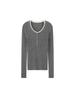 Elegant 60s Count Wool Round Neck Slimming Sweater - Women's Spring/Autumn Style, Faux Two-Piece Design