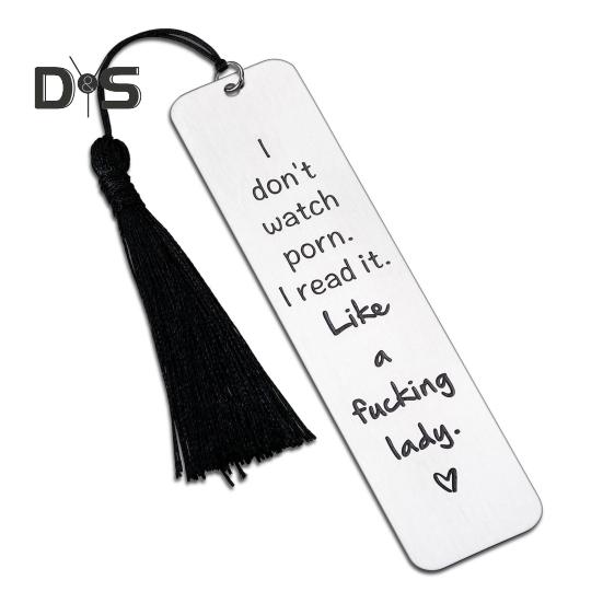 Graviertes Lesezeichen aus Metall, Geschenk „I Don't Watch Porn“, Lesezeichen aus Edelstahl mit Quastenanhänger, Geschenke für Leseratten, Männer und Frauen, Leseliebhaber