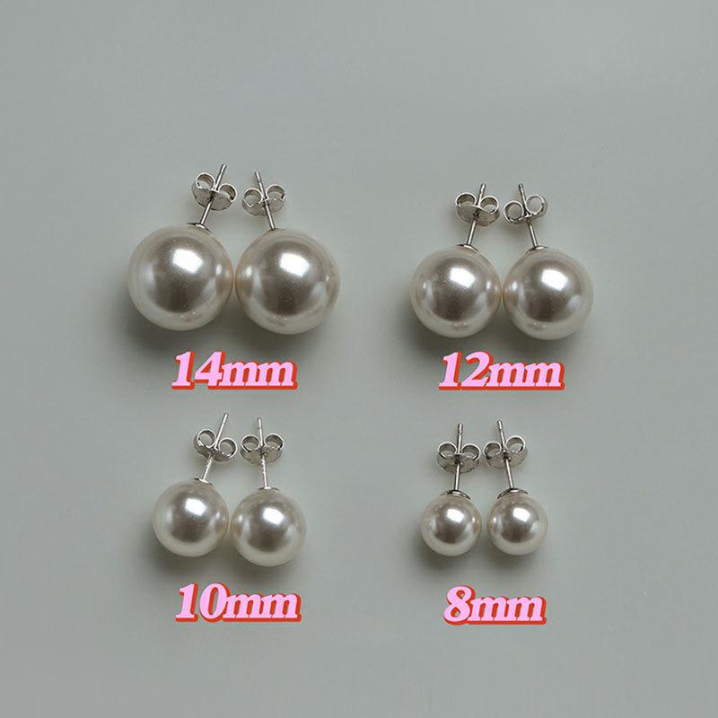 Cream Round Strong Light Shijia Bead Earrings Female Fashion Blogger Fever Bead Earrings