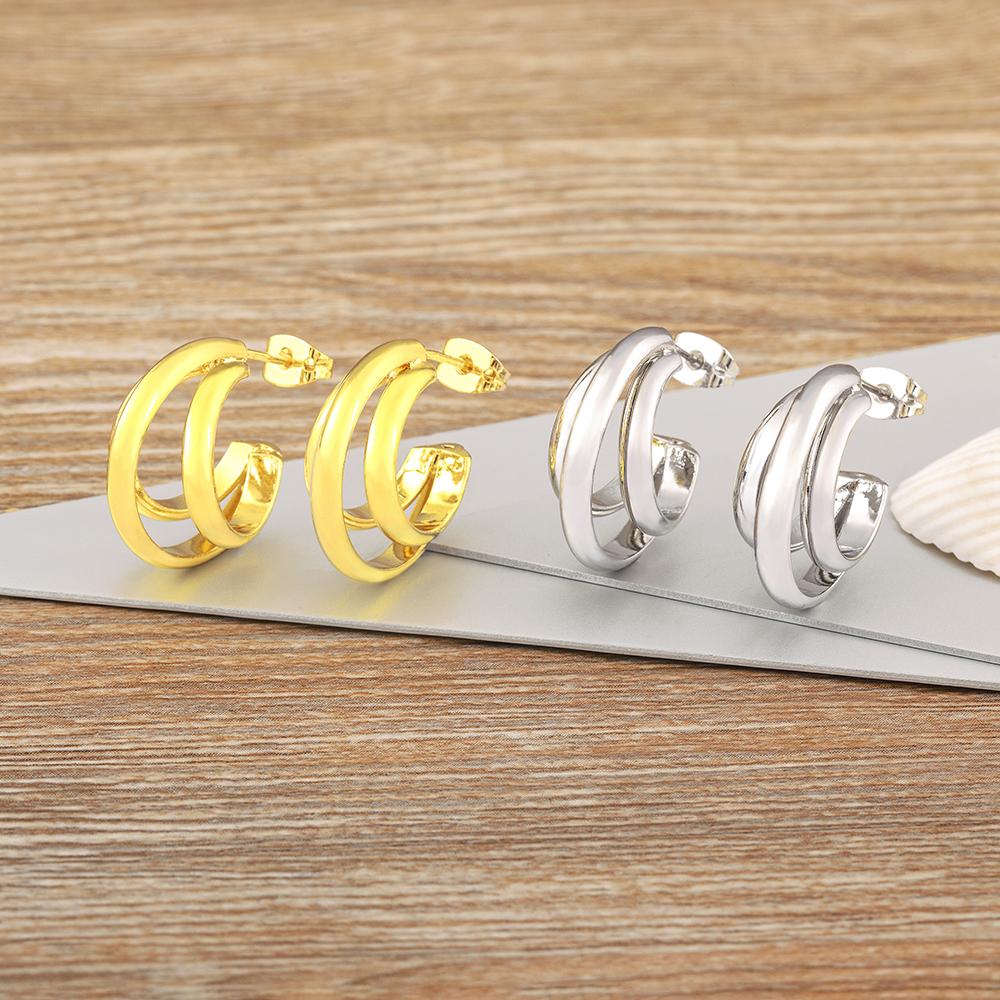 Nidin High Quality Retro Irregular Punk Style C Shape Earrings For Female Hip Hop Cool Party Personality Jewelry