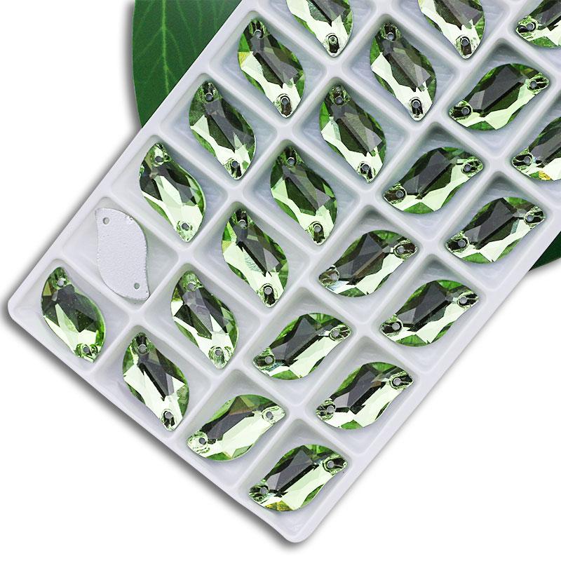 All Size All Color Ab S Shape Sew On Rhinestone Leaf Glass Crystal Sewing Flatback 2 Holes 6*12 10*20 14*30 for Dress Decoration