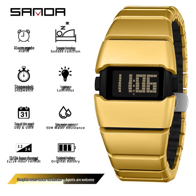 Sanda Retro Men s Waterproof Luminous Y2K Digital Watch
