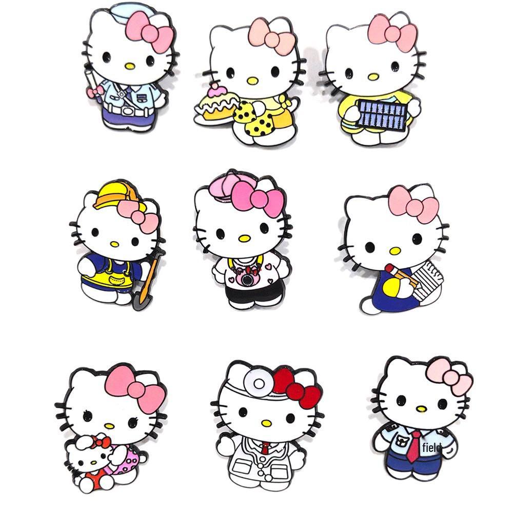 Cute KT Cat Brooch: Cartoon Metal Badge & Alloy Pin with Drip Glaze