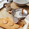 Cookie Cutter Aluminum Alloy Cookie Stamps with Wooden Handle Smile Heart Pattern DIY Hand Press Cookie Mold for Festival Party
