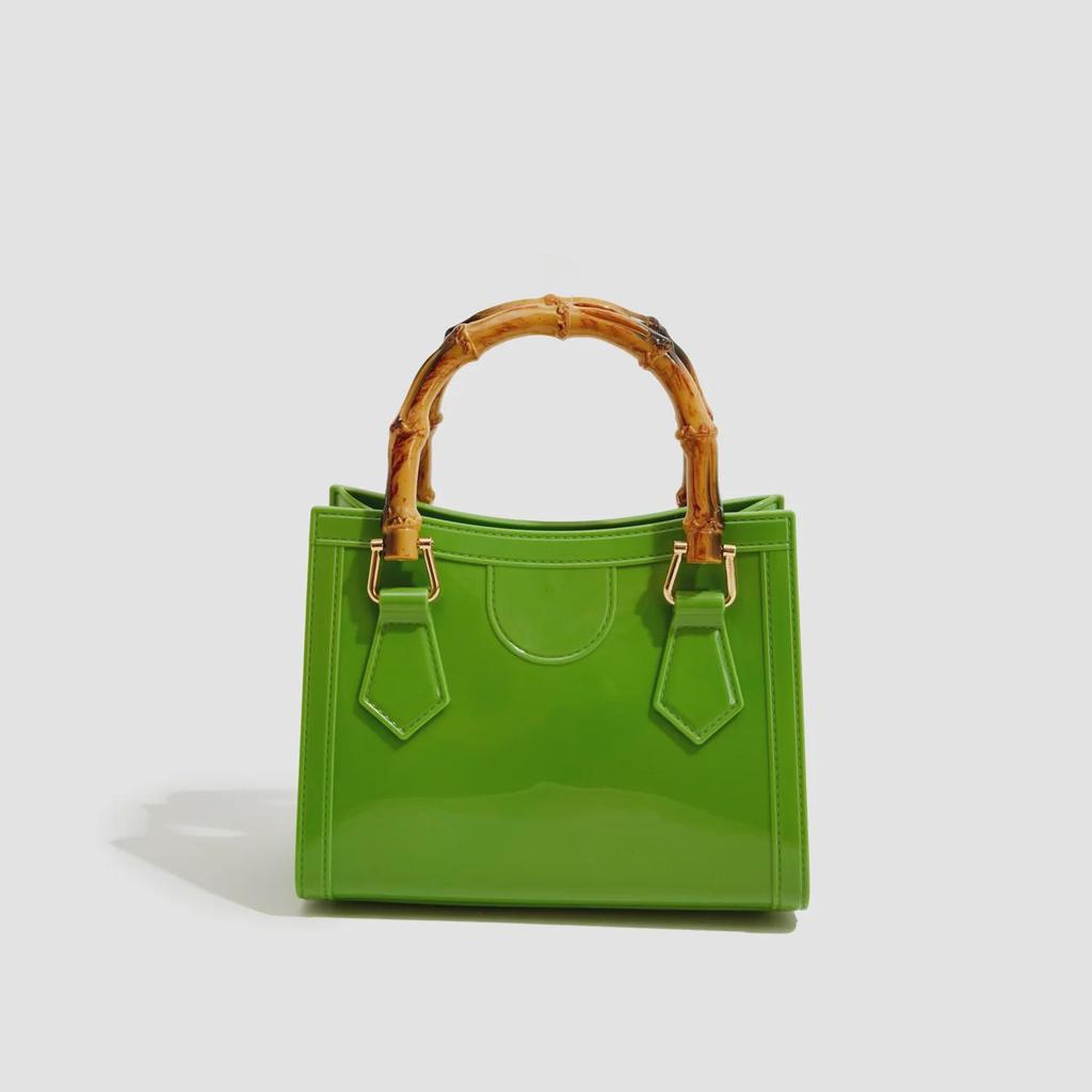 Bohao Bamboo PVC Square Barbie Jelly Crossbody: Stylish, Versatile, Dirt-Resistant, and Easy-to-Clean Summer Women's Evening Bag.