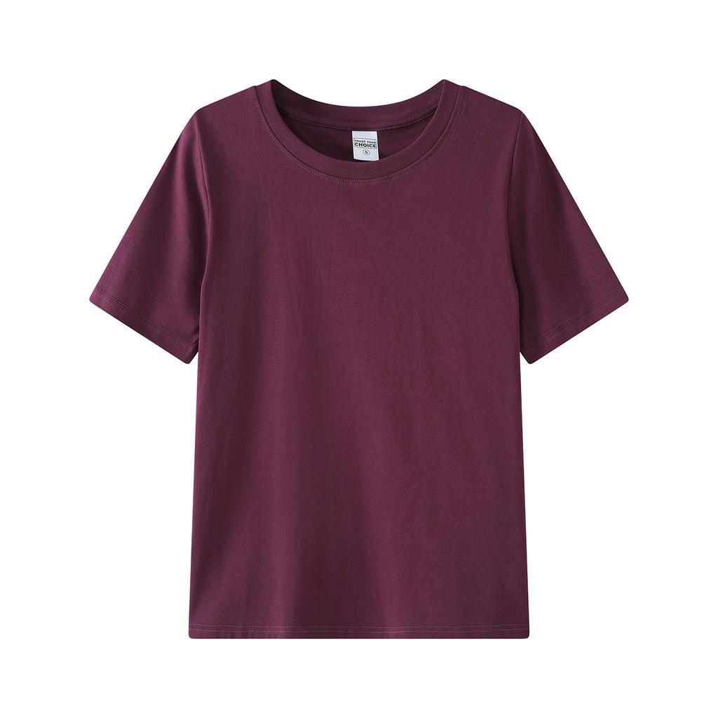Women's Crew Neck Short Sleeve T-shirt Slim Fit Korean Style Solid Color Basic Tee
