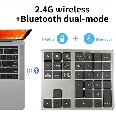 Wireless Numeric Keypad K35, 2.4Ghz & Bluetooth Dual Mode USB-C Rechargeable Numpad for Windows Android IOS