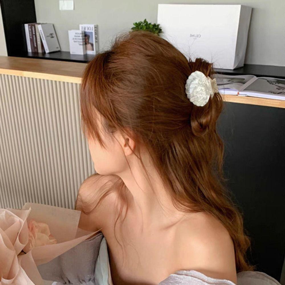 Acrylic Shell Crab Clip Korean Style Shell Shape Claw Clip Creative Shell Hair Claw  Daily