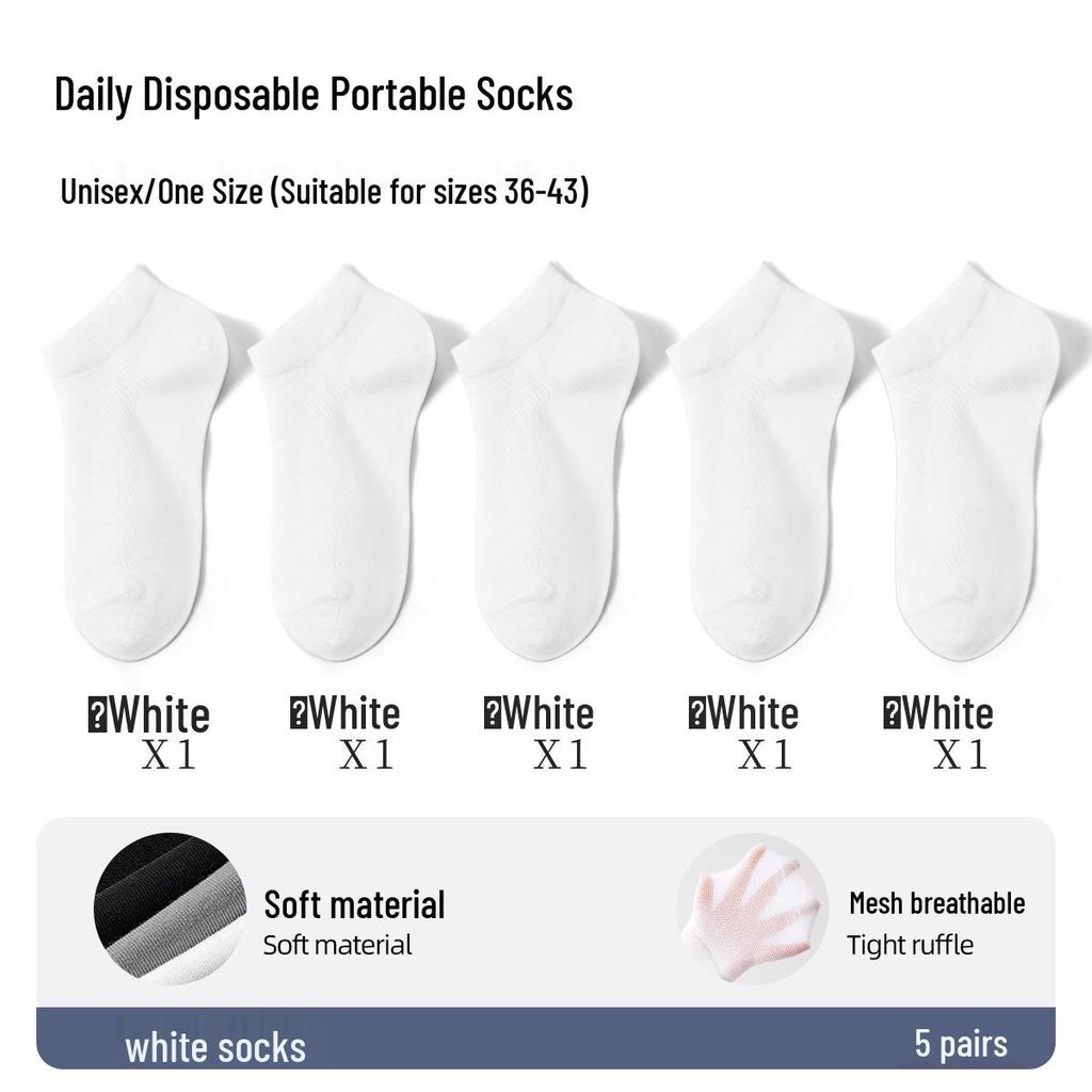 Disposable Mid-Calf Cotton Socks for Men and Women - Breathable, Sweat-Absorbent, Odor-Resistant for Travel and Daily Use.