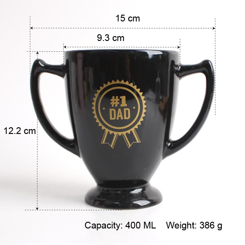 

Novelty 13oz Black Handcrafted Ceramic Cup 3D Trophy Design Eco-Friendly Mug Dad Coffee Water Tea Beer Cup Father s Day Gift 301-400ml чёрный