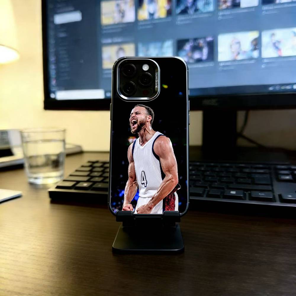 B-Basketball Star S-Stephen Curry Handyhülle Für iPhone 17,16,15,14,13,12 Plus,Pro Max,XS,Bunte Silberne Handyhülle Funda Cover