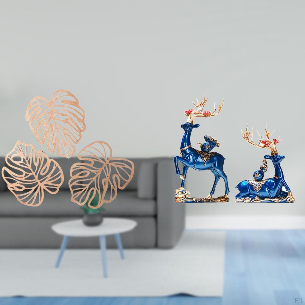 Tropical Palm Leaves And Reindeer Resin Statue Wall Art Creative Wooden Ornament Jungle Decor for