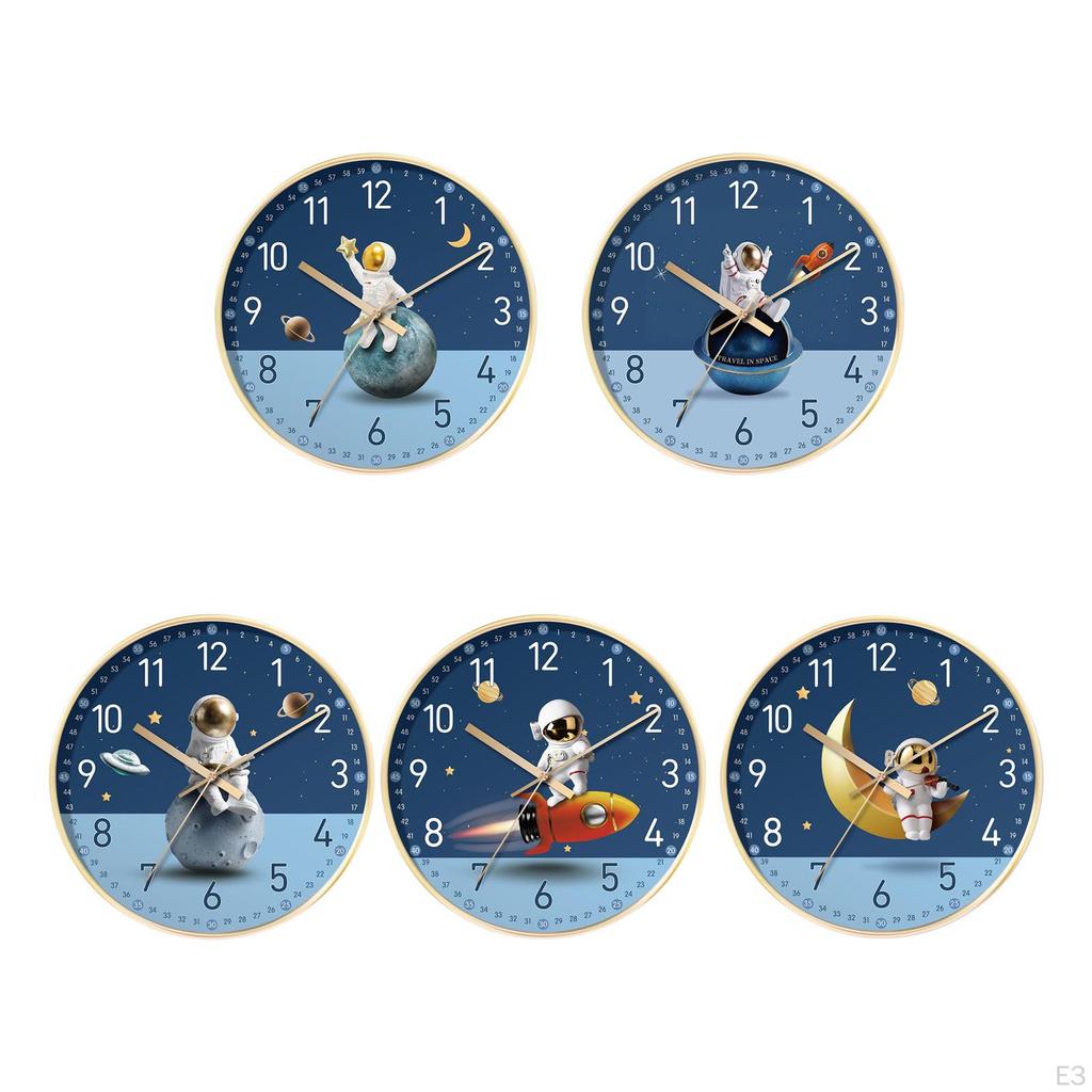 -Wall Clock Non Silent 8 Inch Nursery Bedroom Kids