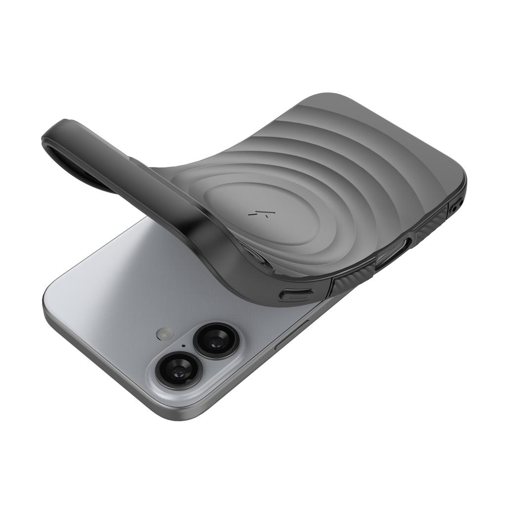 For iPhone 17 Case Compatible with MagSafe PC Kickstand Ripple Texture TPU Phone Cover