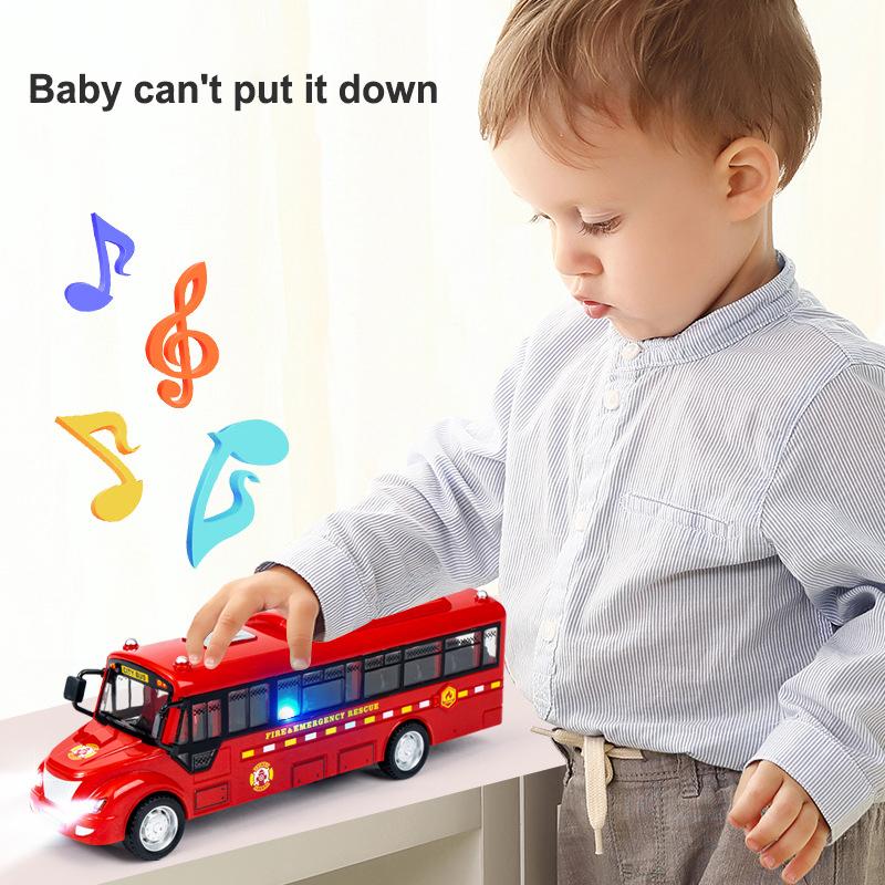 Dual Inertia Sliding Campus Bus Car Model Simulation Sound and Light Music Educational Toy Bus Car Toy Children's Birthday Gift