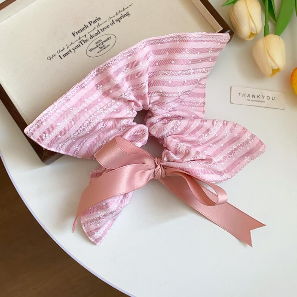 Elastic Plaid Silk Ribbon Scrunchies Korean Style Large Intestine Hair Ring  Girls