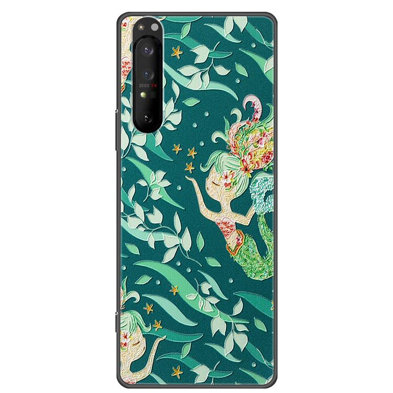 Retro 3D Case for Sony Xperia 1 5 10 II Relief EMBOSS Silicone Cover for Sony Xperia 1 5 10 III XZ4 XZ5 Bumper Shell