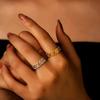 Huitan Celtic Knot Opening Rings for Women Statement Daily Party Finger Rings Fancy Gift Copper Color/Gold Color Fashion Zircon