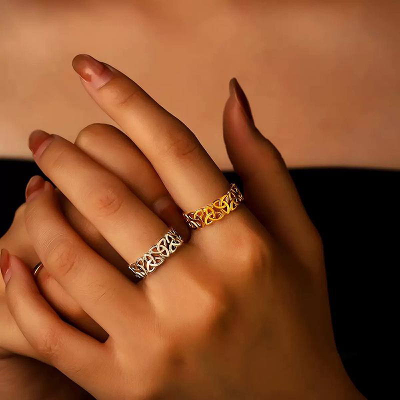 Huitan Celtic Knot Opening Rings for Women Statement Daily Party Finger Rings Fancy Gift Copper Color/Gold Color Fashion Zircon