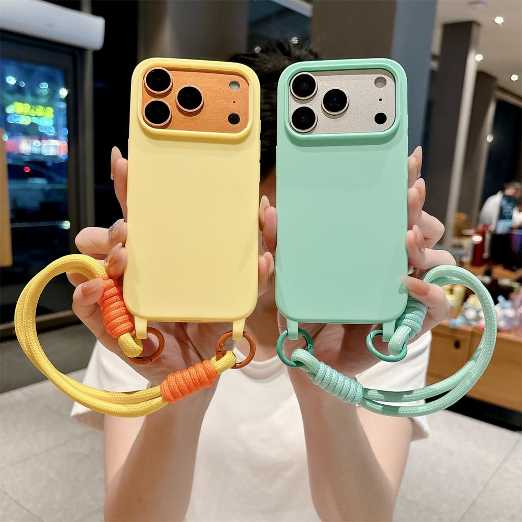 Wrist Strap Matte Silicone Soft Protective Phone Case for IPhone Air 17 Pro Max 16 15 Plus 14 13 12 11 Pro Shockproof Cover